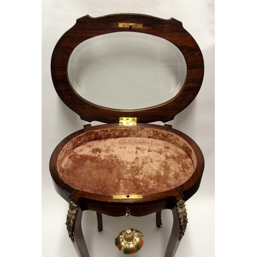 808 - A ROSEWOOD AND GILT METAL MOUNTED BIJOUTERIE TABLE