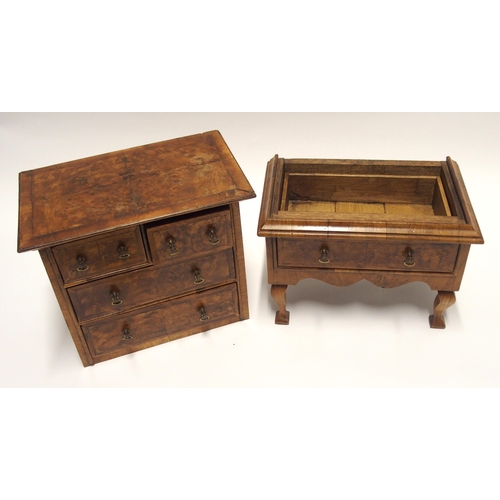 809 - A WILLIAM AND MARY STYLE WALNUT MINIATURE CHEST ON STAND