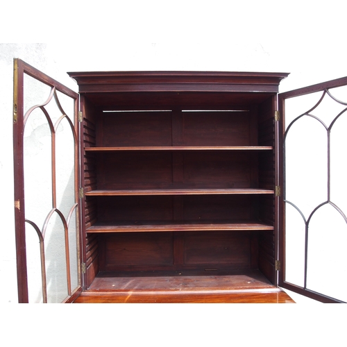 813 - A 19TH CENTURY MAHOGANY SECRETAIRE BOOKCASE