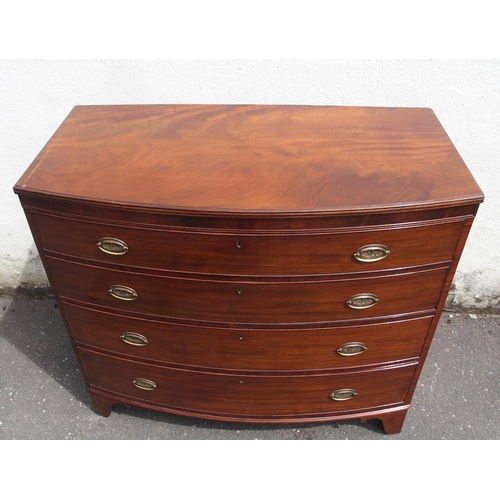 817 - A 19TH CENTURY MAHOGANY BOWFRONT CHEST