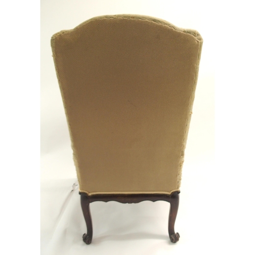 826 - A CONTINENTAL WALNUT OPEN ARMCHAIR