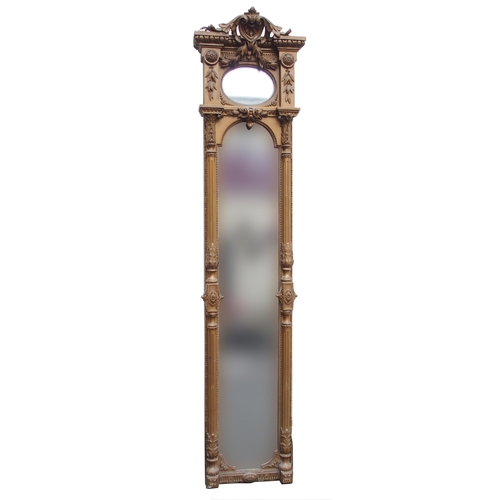 829 - AN EMPIRE STYLE GILTWOOD HALL MIRROR