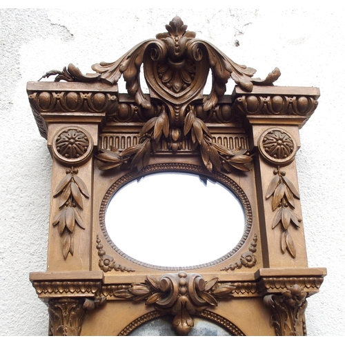 829 - AN EMPIRE STYLE GILTWOOD HALL MIRROR