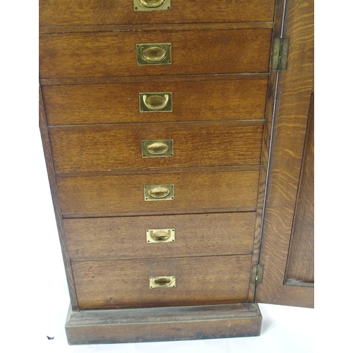 830 - AN EDWARDIAN OAK PANELLED CUPBOARD