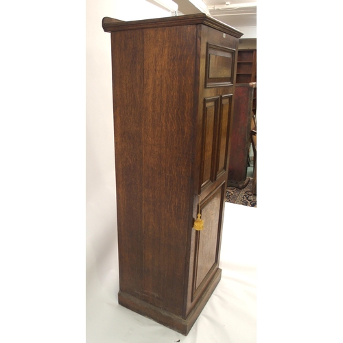 830 - AN EDWARDIAN OAK PANELLED CUPBOARD