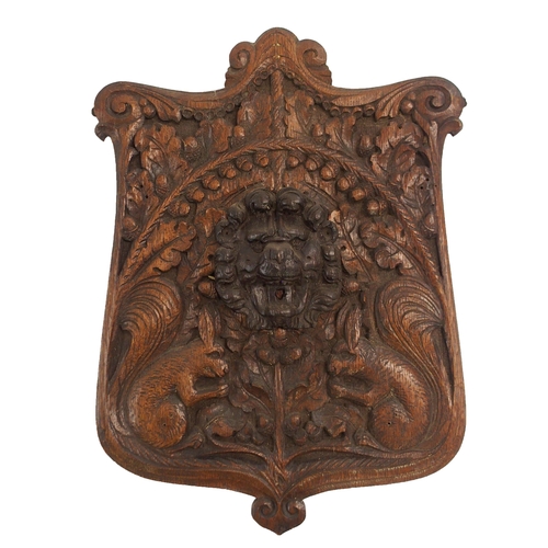 834 - AN OAK ARMORIAL PANEL