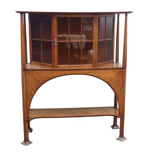 839 - AN ARTS AND CRAFTS OAK DISPLAY CABINET