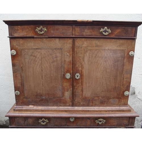 845 - A WILLIAM AND MARY STYLE WALNUT CHEST ON STAND