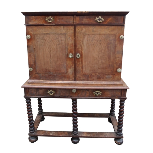 845 - A WILLIAM AND MARY STYLE WALNUT CHEST ON STAND