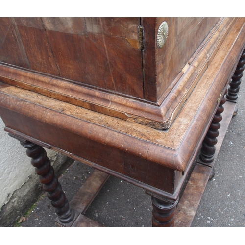 845 - A WILLIAM AND MARY STYLE WALNUT CHEST ON STAND