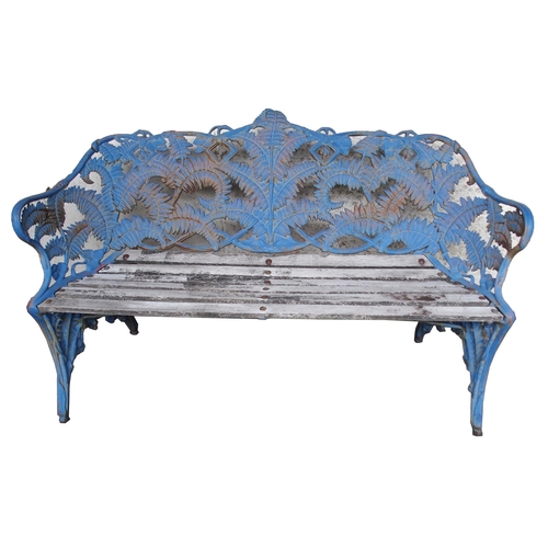 856 - A CAST IRON FERN PATTERN GARDEN BENCH