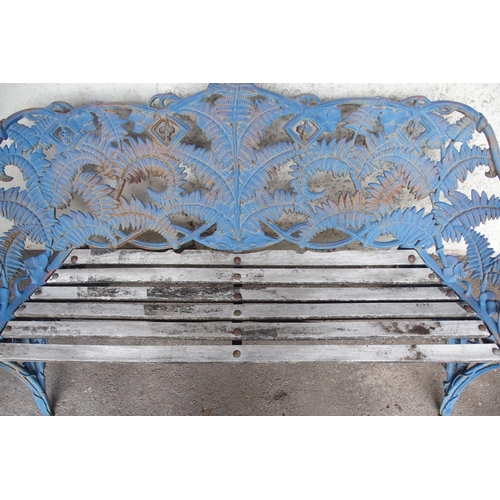 856 - A CAST IRON FERN PATTERN GARDEN BENCH