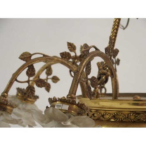 859 - A PAIR OF GILT METAL EIGHT-BRANCH CEILING LIGHTS