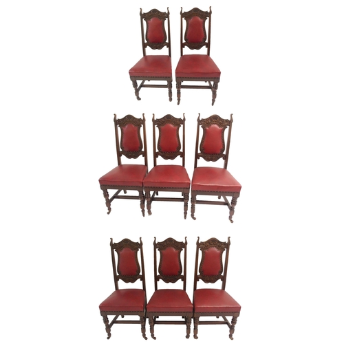 862 - A SET OF EIGHT LATE VICTORIAN MAHOGANY DINING CHAIRS