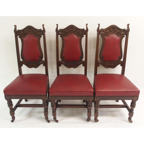 862 - A SET OF EIGHT LATE VICTORIAN MAHOGANY DINING CHAIRS