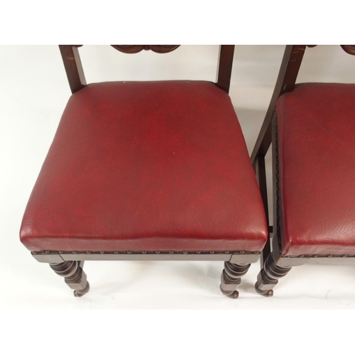 862 - A SET OF EIGHT LATE VICTORIAN MAHOGANY DINING CHAIRS