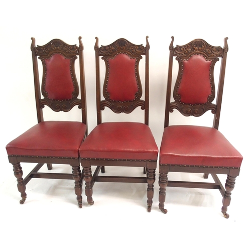 862 - A SET OF EIGHT LATE VICTORIAN MAHOGANY DINING CHAIRS