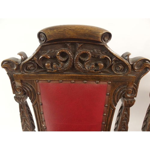 863 - A SET OF SIX LATE VICTORIAN OAK DINING CHAIRS