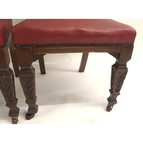 863 - A SET OF SIX LATE VICTORIAN OAK DINING CHAIRS