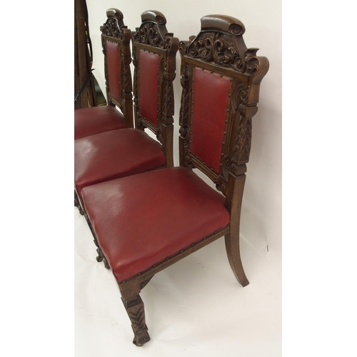 863 - A SET OF SIX LATE VICTORIAN OAK DINING CHAIRS