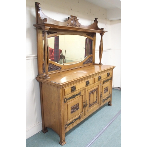 865 - AN ARTS AND CRAFTS MIRROR BACK SIDEBOARD