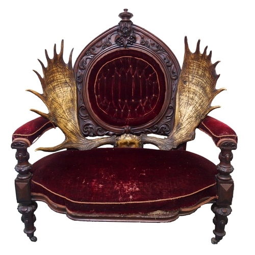 866 - AN UNUSUAL VICTORIAN MAHOGANY BARONIAL THRONE