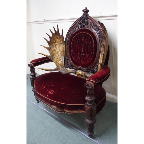 866 - AN UNUSUAL VICTORIAN MAHOGANY BARONIAL THRONE