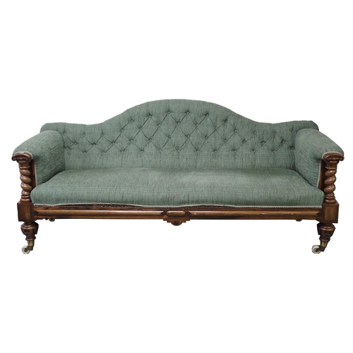 873 - A VICTORIAN ROSEWOOD SCROLL BACK SETTEE