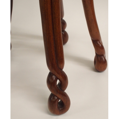 878 - A PAIR OF MODERN CHINESE HARDWOOD PEDESTALS