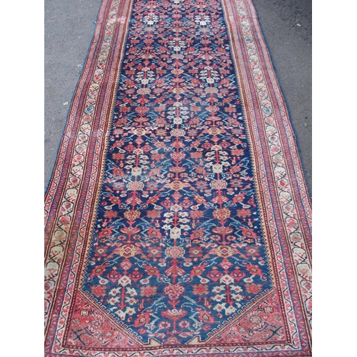 880 - A HAMADAN BLUE GROUND RUNNER