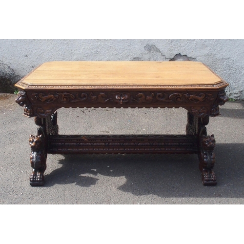 896 - A VICTORIAN OAK HALL TABLE