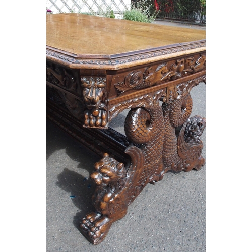 896 - A VICTORIAN OAK HALL TABLE