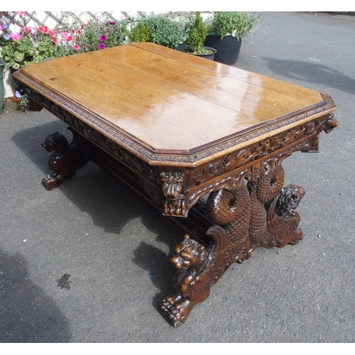 896 - A VICTORIAN OAK HALL TABLE