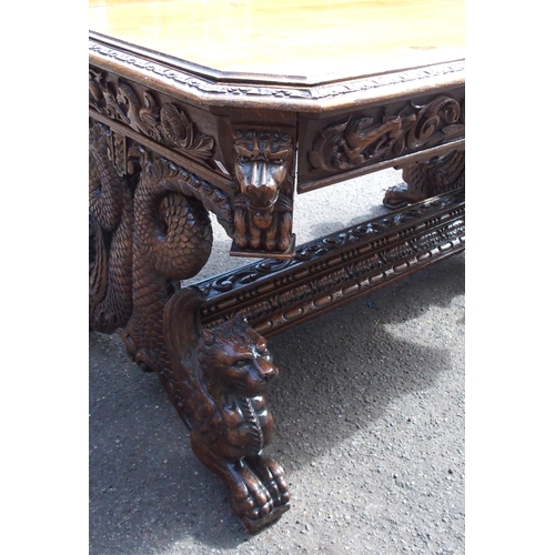 896 - A VICTORIAN OAK HALL TABLE