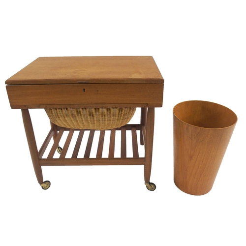 910 - A MID-CENTURY TEAK SEWING TABLE