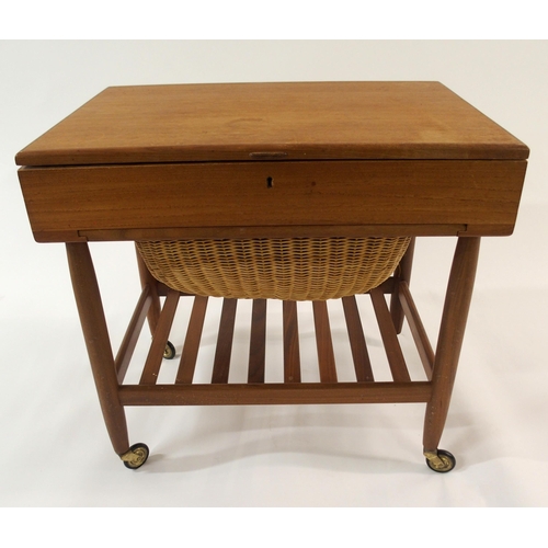 910 - A MID-CENTURY TEAK SEWING TABLE