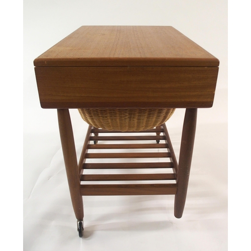 910 - A MID-CENTURY TEAK SEWING TABLE