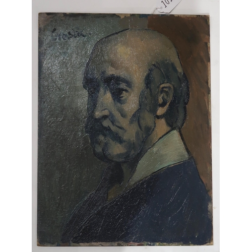 1013 - WILLIAM CROSBIE RSA RGI (1915-1999)SELF PORTRAIT (unframed)Oil on board, signed lower left, 40 x 30c... 