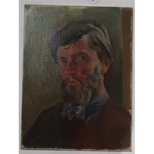 1013 - WILLIAM CROSBIE RSA RGI (1915-1999)SELF PORTRAIT (unframed)Oil on board, signed lower left, 40 x 30c... 