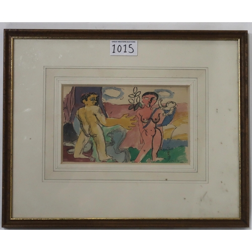 1015 - WILLIAM CROSBIE RSA RGI (1915-1999)MAN AND WOMAN AND BABY Ink and wash, signed lower right, dat... 