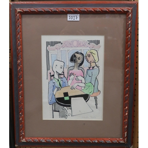 1017 - WILLIAM CROSBIE RSA RGI (1915-1999)CONVERSATION Mixed media on paper, signed lower right, inscribed,... 