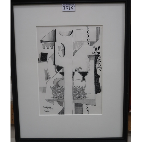 1018 - WILLIAM CROSBIE RSA RGI (1915-1999)BASKET OF PEARS PETERSFIELD Graphite and ink, signed lower l... 