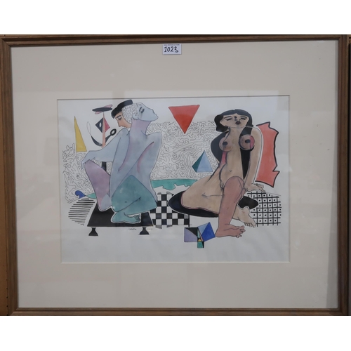 1023 - WILLIAM CROSBIE RSA RGI (1915-1999)PONS ASINORUM Ink and watercolour, signed lower left, 34 x 4... 