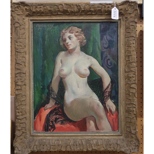 1026 - WILLIAM CROSBIE RSA RGI (1915-1999)THE BLACK SHAWL Oil on canvas, signed upper left, 45 x 34cm&... 