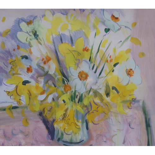 949 - IRENE LESLEY MAIN (SCOTTISH b.1959)STILL LIFE FLOWERS IN VASEAcrylic on paper, signed lower left, da... 