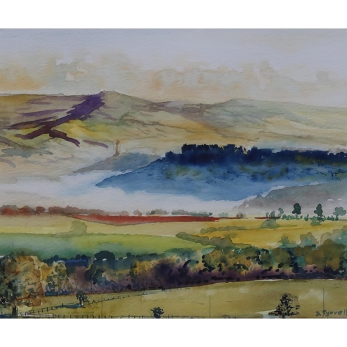 951 - TYRRELL (20TH CENTURY) ROLLING HILLS AND MOUNTAINS Watercolour, indistinctly signed lower ... 