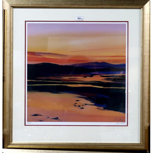 952 - PAM CARTER (SCOTTISH b.1952) SEASCAPE Print multiples, signed, numbered, 50 x 50cm (2)... 