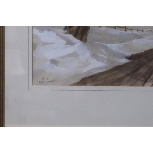 954 - PADDY DORRIAN (SCOTTISH) SNOWY LANE Watercolour, signed lower left, 36 x 41cm ... 