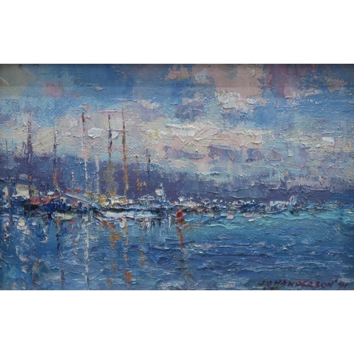 955 - J D HENDERSON (SCOTTISH) HARBOUR YACHTS Oil on board, signed lower right, one dated, 13 x ... 