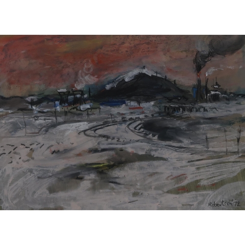 966 - JAMES DOWNIE ROBERTSON MBE RSA (SCOTTISH 1931-2010)INDUSTRIAL VIEW Mixed media drawing, singed ... 